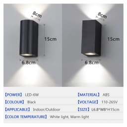 Waterproof LED Outdoor Wall Lamp IP65 Upper Lower Lighting Porch Garden Lamp Indoor Bedroom Bedside Home Decor Wall Light