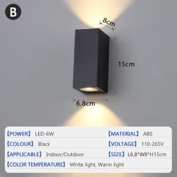 Waterproof LED Outdoor Wall Lamp IP65 Upper Lower Lighting Porch Garden Lamp Indoor Bedroom Bedside Home Decor Wall Light