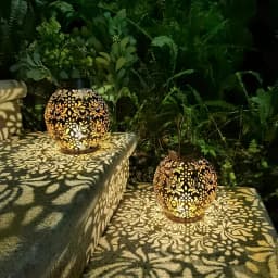 Metallic Solar Lantern Hanging LED Garden Lights Christmas Night Light for Outdoor Patio Lawn Backyard Courtyard Tabletop Decor