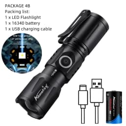 High Power Zoom Beam Light LED Lighting Mini Flashlight Type-C Usb Rechargeable Portable Pocket Torch Home Outdoor 16340 Battery