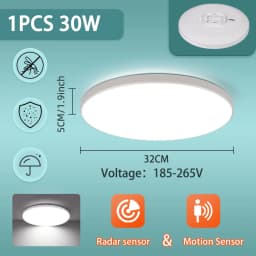 Radar Ceiling Lights Led Motion Sensor Light 220V Bathroom Induction Lamp for Porch Hallways Corridor Balcony Smart Ceiling Lamp
