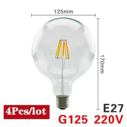 4PCS LED Edison Filament Light Bulbs Glass C35 A60 ST64 G80 G95 E27 E14 2W 4W 6W 8W AC 220V 2700K 6000K 360 Degree Energy Lamps