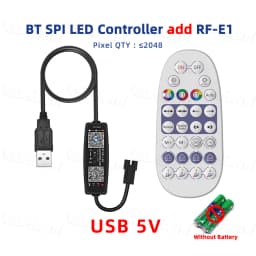 DC / USB Bluetooth SPI LED Music Controller 5V 12V 24V 2048 Pixel Smart APP Dimmer RF Remote for WS2812 WS2811 Magic Light Strip