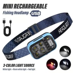 Rechargeable Fishing LED Headlamp With Sensors and Battery Indicator Super Bright Camping Light Using XPG+COB Lamp Beads