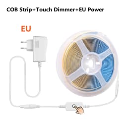 12V COB LED Strip Set 1M 2M 3M 4M 5M 320 Chips/M 3000K 4000K 6000K Dimmable Kitchen Room Light Tape + Power Adapter Touch Switch