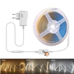12V COB LED Strip Set 1M 2M 3M 4M 5M 320 Chips/M 3000K 4000K 6000K Dimmable Kitchen Room Light Tape + Power Adapter Touch Switch
