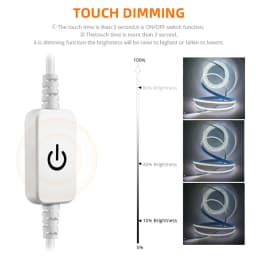 12V COB LED Strip Set 1M 2M 3M 4M 5M 320 Chips/M 3000K 4000K 6000K Dimmable Kitchen Room Light Tape + Power Adapter Touch Switch