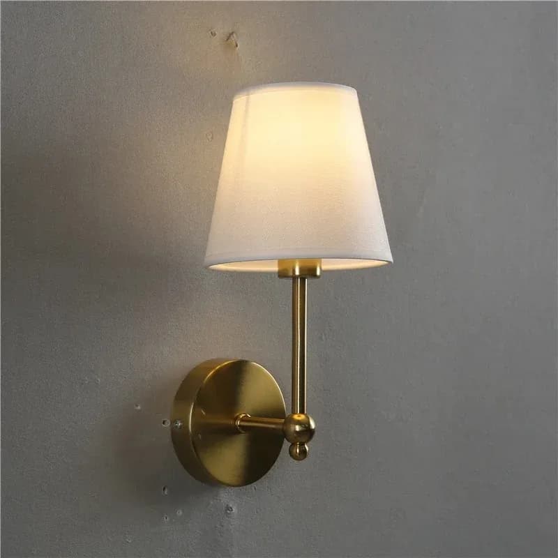 American Retro Wall Lamp Bedroom Bedside Lamp Bathroom Mirror Lamp Luster Luxury Sconce Fabric Lamp Shade TV Wall Lights Fixture