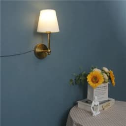 American Retro Wall Lamp Bedroom Bedside Lamp Bathroom Mirror Lamp Luster Luxury Sconce Fabric Lamp Shade TV Wall Lights Fixture