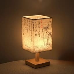LED Simple Decorative Table Lamp Plug in Night Light Fabric Lampshade Square Chinese Style Bedside Desk Light for Bedroom Decor