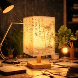 LED Simple Decorative Table Lamp Plug in Night Light Fabric Lampshade Square Chinese Style Bedside Desk Light for Bedroom Decor