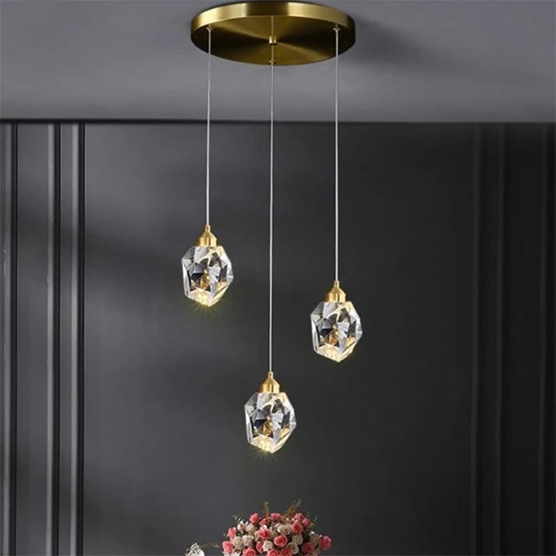 Modern Crystal Chandelier Indoor Crystal Ceiling Light Fixtures With Clear Solid Crystal For Living Room Hallway Kitchen Lamp