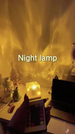 16 Colors Water Ripple Projector Dynamic Rotating LED Night Light with Remote Dimming Family Bedroom Romantic Ocean Decor Lamp
