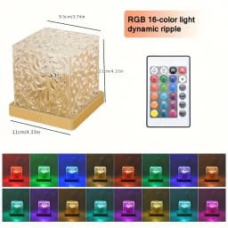 16 Colors Water Ripple Projector Dynamic Rotating LED Night Light with Remote Dimming Family Bedroom Romantic Ocean Decor Lamp