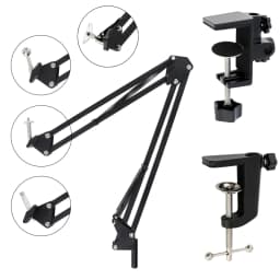 Universal Flexible Arm Table Mount Clamp Bracket Clip Holder Overhead Tripod Mount Clamp for Lamp/ Microphone/ Live Streaming