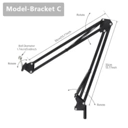 Universal Flexible Arm Table Mount Clamp Bracket Clip Holder Overhead Tripod Mount Clamp for Lamp/ Microphone/ Live Streaming