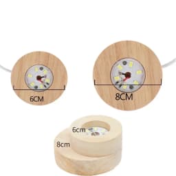 6cm/8cm Wooden LED Display Bases Round LED Light Stands with USB Cable Warm White/RGB Night Light Artistic Crystal Glass Stand