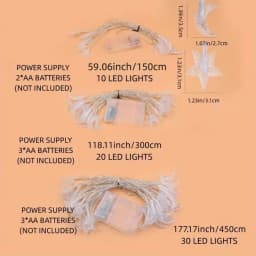 1PC 1.5M/3M/4.5M Star and Moon Light String, Powered by AA Batteries (Excl), Used for Bedroom, Living Room and Party Decoration