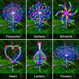 Solar Firework Lamp Outdoor - 8 Lighting Modes IP65 LED Bead Shape for Garden Pathway Wedding Party & Festival Decoration