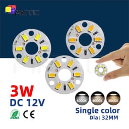 10 Pcs New Highlight LED Light Board DC 12V 3W SMD5730 6LEDs Light Source Aluminum Panel Round Dia 32mm Warm White Natural Light