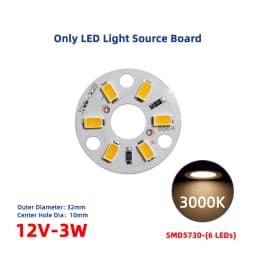 10 Pcs New Highlight LED Light Board DC 12V 3W SMD5730 6LEDs Light Source Aluminum Panel Round Dia 32mm Warm White Natural Light