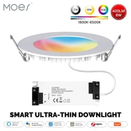 MOES ZigBee Downlight Tuya Ultra Thin Tube Lamp Spot Lamp 6W RGB Change Warm Cool Light Work with Alexa Google Home Smart Life