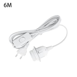 1.8m 3.5m 6m Power Cord Cables E26 E27 Half Teeth Lamp Base Holder With Switch Wire EU Plug For Pendant Led Bulbs Fixture