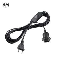 1.8m 3.5m 6m Power Cord Cables E26 E27 Half Teeth Lamp Base Holder With Switch Wire EU Plug For Pendant Led Bulbs Fixture