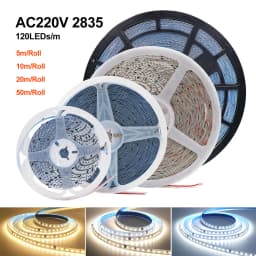5m 10m 20m 50m Led Strip Light Waterproof IP44 220V 230V SMD 2835 120LED Flexible Led Ribbon Tape Lamp 9 Colors Home Decoration