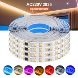 5m 10m 20m 50m Led Strip Light Waterproof IP44 220V 230V SMD 2835 120LED Flexible Led Ribbon Tape Lamp 9 Colors Home Decoration