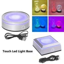 Touch LED Light Base Colorful 3D Crystal Glass Art Crystal Display Lamp Base Stand for Room laser Decorate lamp holder