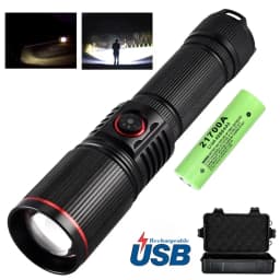 30W High Power LED Flashlight Zoom Torch USB Rechargeable Light Outdoor Camping Hunting Fishing Walking Riding Lighting Lamp