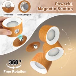Magnetic Wall Lamp, 360 Degree Rotatable Night Light, Remote Control Desk Lamp, Bedside Lamp, Touch Adjustable Color Change, Tim