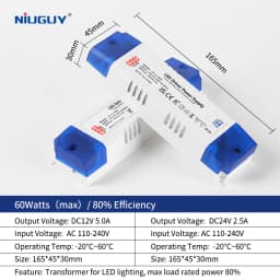 LED Lighting Transformer 100W 80W 60W 36W 24W 12W Drive Power Adapter AC/DC 12V 24V Lighting Fixture LED Light Strip