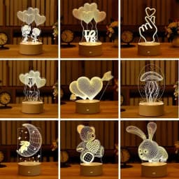 Romantic Love 3D Acrylic Led Lamp for Home Children's Night Light Wedding Decoration Birthday Party Valentine's Day Bedside Lamp