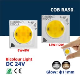 16*11mm LED COB Chip DC 24V 8W 12W BiColor Lamp Panel Warm 2700+White 6000K LED Spotlight Floodlight Downlight DIY Light Source