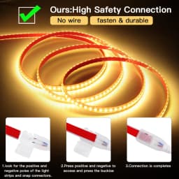 220V Led Strip Light with EU Power Plug 120LEDs/m Adhesive Flexible Tape Lamp IP67 Waterproof LED Tape Cold/Warm White Light