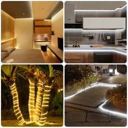 220V Led Strip Light with EU Power Plug 120LEDs/m Adhesive Flexible Tape Lamp IP67 Waterproof LED Tape Cold/Warm White Light