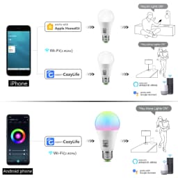 MFI Certified Homekit LED Smart Wifi Light Bulb E27 Smart Lamp Multicolour Dimmable LED Bulb Siri Control for Alexa Google Home