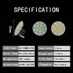 2Pcs 1W 2W 3W G4 Back Pin Round Board LED Bulb DC 12V 24V Lamp For Car Boat Home Spotlight Cabinet Lighting Replace Hologen
