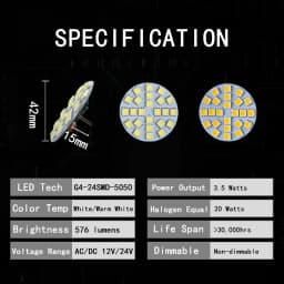 2Pcs 1W 2W 3W G4 Back Pin Round Board LED Bulb DC 12V 24V Lamp For Car Boat Home Spotlight Cabinet Lighting Replace Hologen