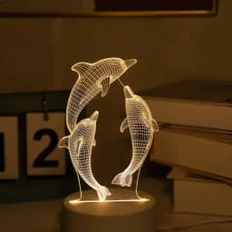 A 3D Dolphin Dancing Night Light, Room Living Room Table Atmosphere Light, Holiday Gifts