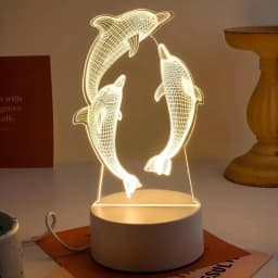 A 3D Dolphin Dancing Night Light, Room Living Room Table Atmosphere Light, Holiday Gifts