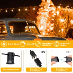 Waterproof Garden Festoon LED Light Outdoor G40 1W Ice Diamond Connectable String Lights Garland Bright Chain Wedding Decoration