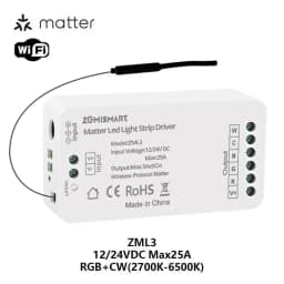 Zemismart Matter Over WiFi RGBCW CCT Led Strip Light Driver Smart Controller Work with Homekit Smartthings Google Home Alexa HA