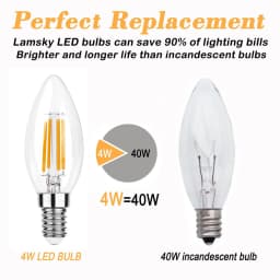 C35 4W E12 E14 Candelabra LED Light Bulbs 40 Watt Equivalent Dimmable 2700K Warm White Chandelier Ceiling Fan Candle Light Bulb