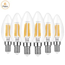 C35 4W E12 E14 Candelabra LED Light Bulbs 40 Watt Equivalent Dimmable 2700K Warm White Chandelier Ceiling Fan Candle Light Bulb