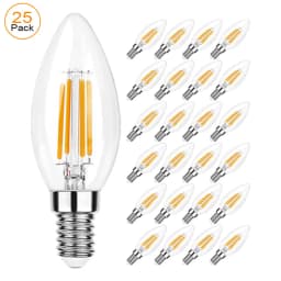 C35 4W E12 E14 Candelabra LED Light Bulbs 40 Watt Equivalent Dimmable 2700K Warm White Chandelier Ceiling Fan Candle Light Bulb