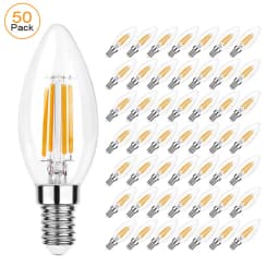 C35 4W E12 E14 Candelabra LED Light Bulbs 40 Watt Equivalent Dimmable 2700K Warm White Chandelier Ceiling Fan Candle Light Bulb