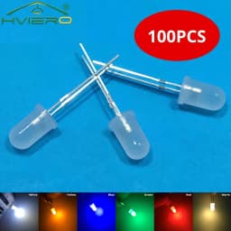 100pcs 5mm Round Diffused White Red Green Blue Yellow Warm Lightemitting Diode 2pin LED 6000~6500K Bulb Light Diodes Lamp 3V